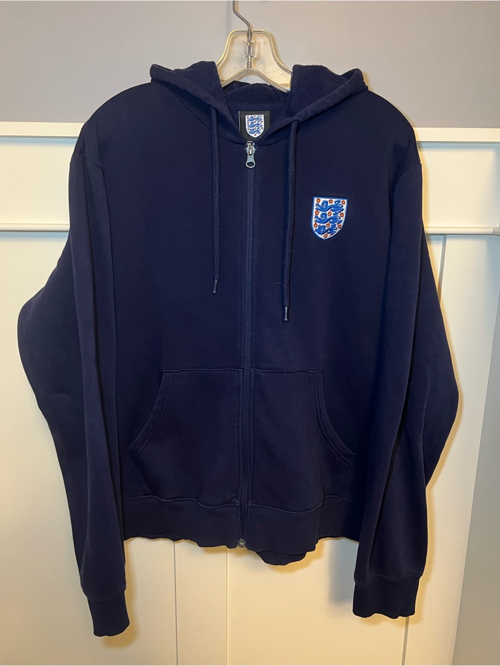 Vintage England football crest soccer zip-up hoodie